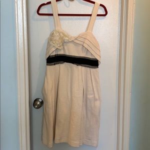 Cream Anthropologie Dress with Flower Detail